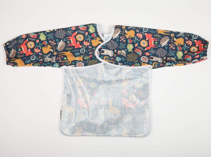 Sigzagor Baby Bib Long Sleeved Shirt With Pocket 1-3 years old Toddler Painting Drawing (Fox Owl) - Image 3